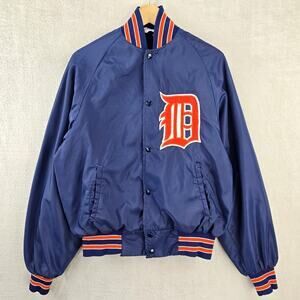 Vintage 90's Detroit Tigers MLB Satin Jacket Mens Medium Lined Bomber *FLAWS*